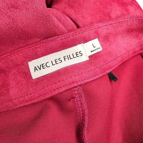 Anthropologie Avec Les Filles Womens Pink Faux Suede Wide Leg Crop Pants Size  L - Picture 7 of 8